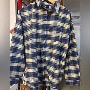 Plaid Button Down Shirt - Blue and Cream